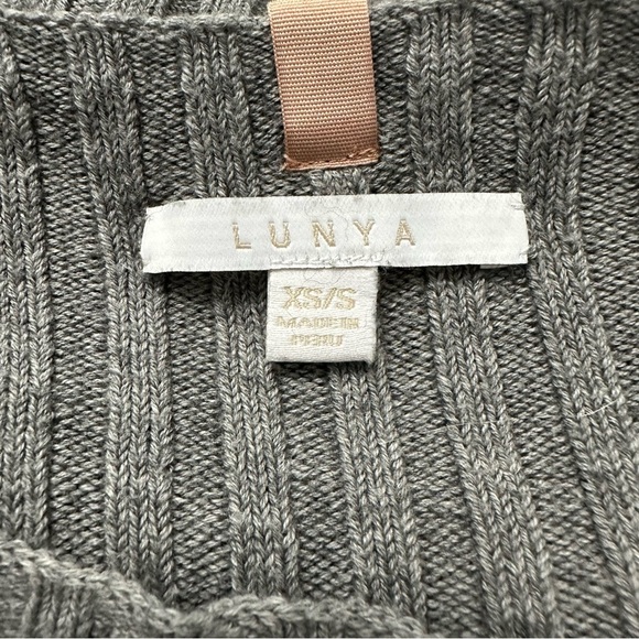 Lunya Ribbed Pima Alpaca Pullover Sweater Grey SZ XS/Small Oversized Relaxed Fit - Picture 2 of 6